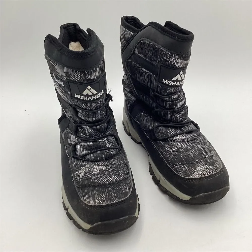 Mishansha Unisex Snow Boots Black Lace Up Warm Winter Size 38